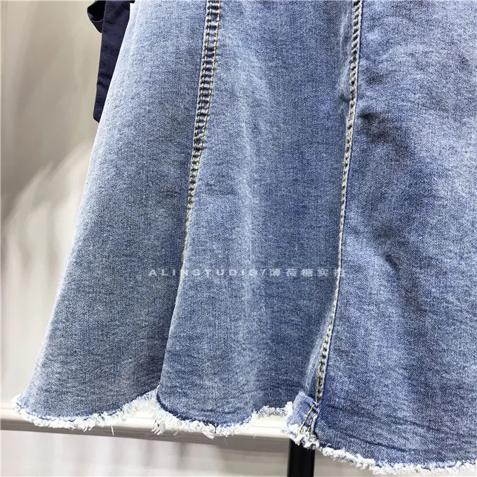 2019 New Women's High Waist Slim Long Jean Fishtail Skirt Spring and Summer Students Simple Blue Denim Skirts | Женская одежда