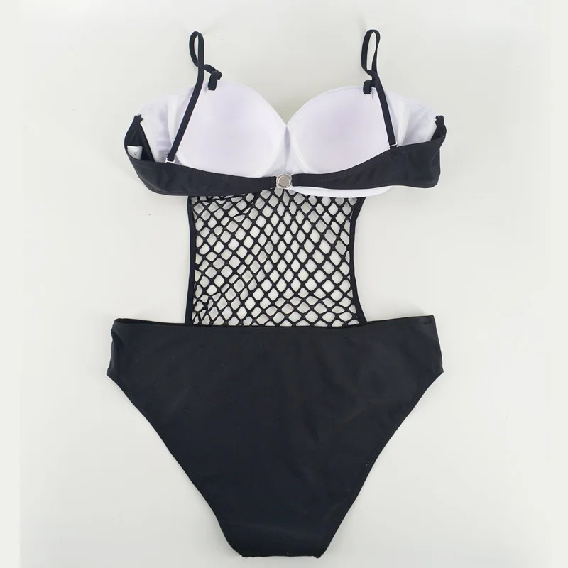 2018 New One-piece Swimsuit women plus size Reticular Steel tray Gather Sexy Big Boobs Black Push Up swimwear | Спорт и развлечения
