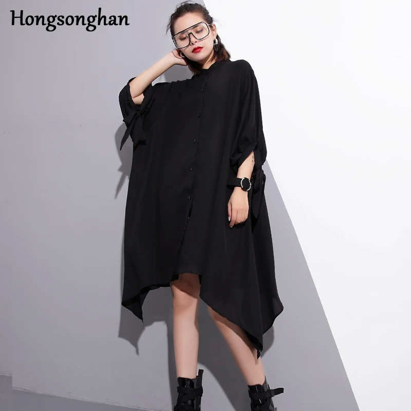 Hongsonghan новый стиль три четверти рукав стоять воротник ласточкин хвост подол