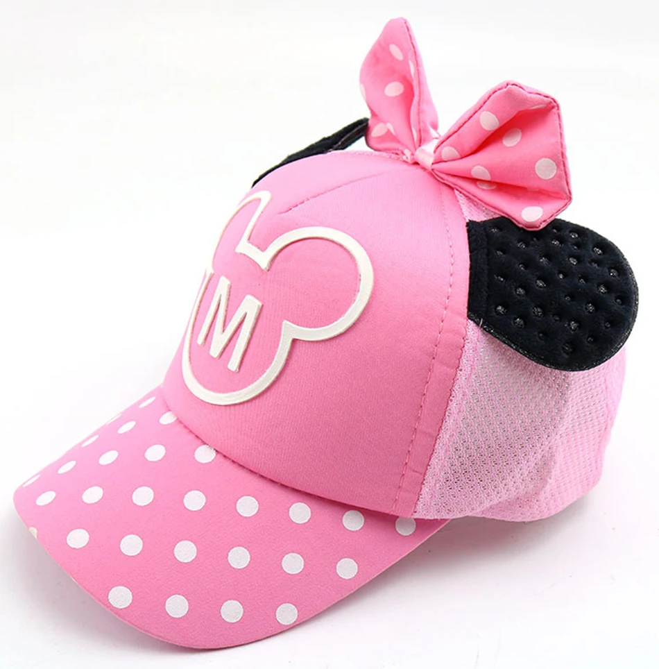 Шляпка для Девочки уши Микки бант узел дети Snapback мальчик демисезонная бейсболка Beanie ведро Кепка s Осень Дети мальчики девочки шляпа от солнца