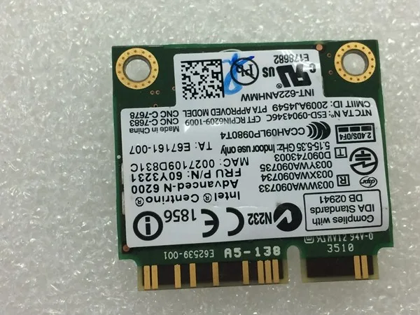 Беспроводная карта SSEA для Intel Advanced N 6200 622 ANHU мини PCI E IBM X201S X201T X201 T410 T410i T510 L510 FRU