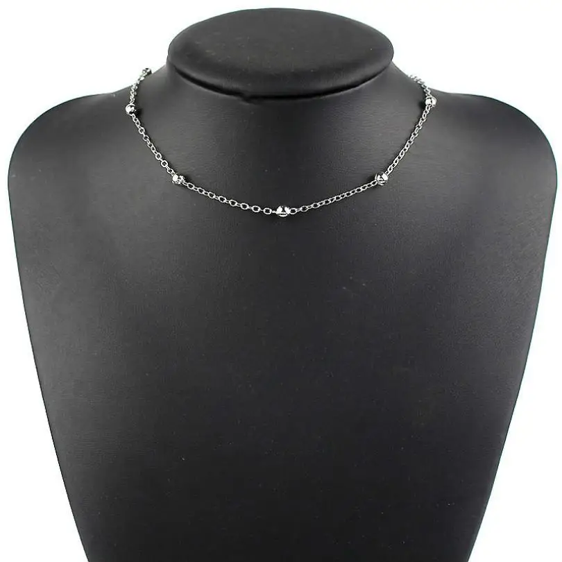 Silver Новинка, минималистичный женский чокер, золотая, серебряная цепочка, колье, ожерелье, collana Kolye, Bijoux воротник, Mujer gargantilha Collier Femme - Окраска металла: Silver