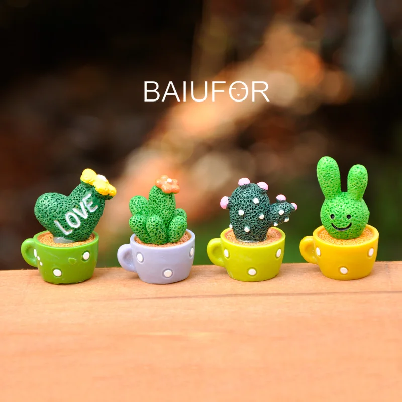Миниатюрный милый мини горшок BAIUFOR 4 шт. мультяшный кактус суккуленты Кукольный