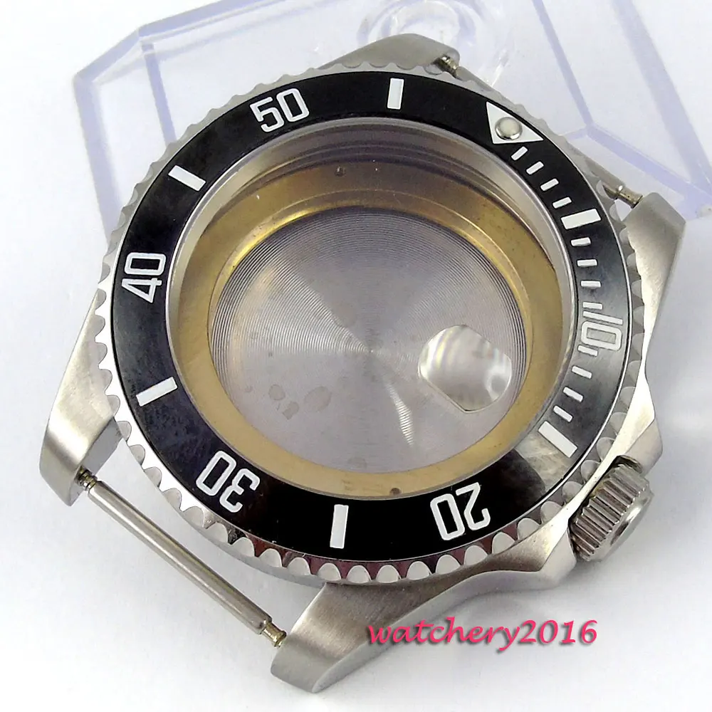 Новейший 43 мм сапфировое стекло чехол из нержавеющей стали черный керамический