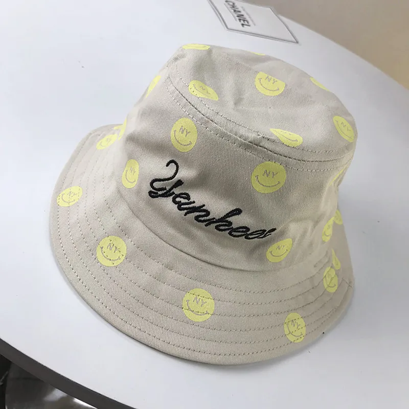 Baby Hat Summer Sunhat Smile Face Boy Girl Prevent UV Sun bonnet Pure Cotton Children Cap 48-50cm | Детская одежда и обувь