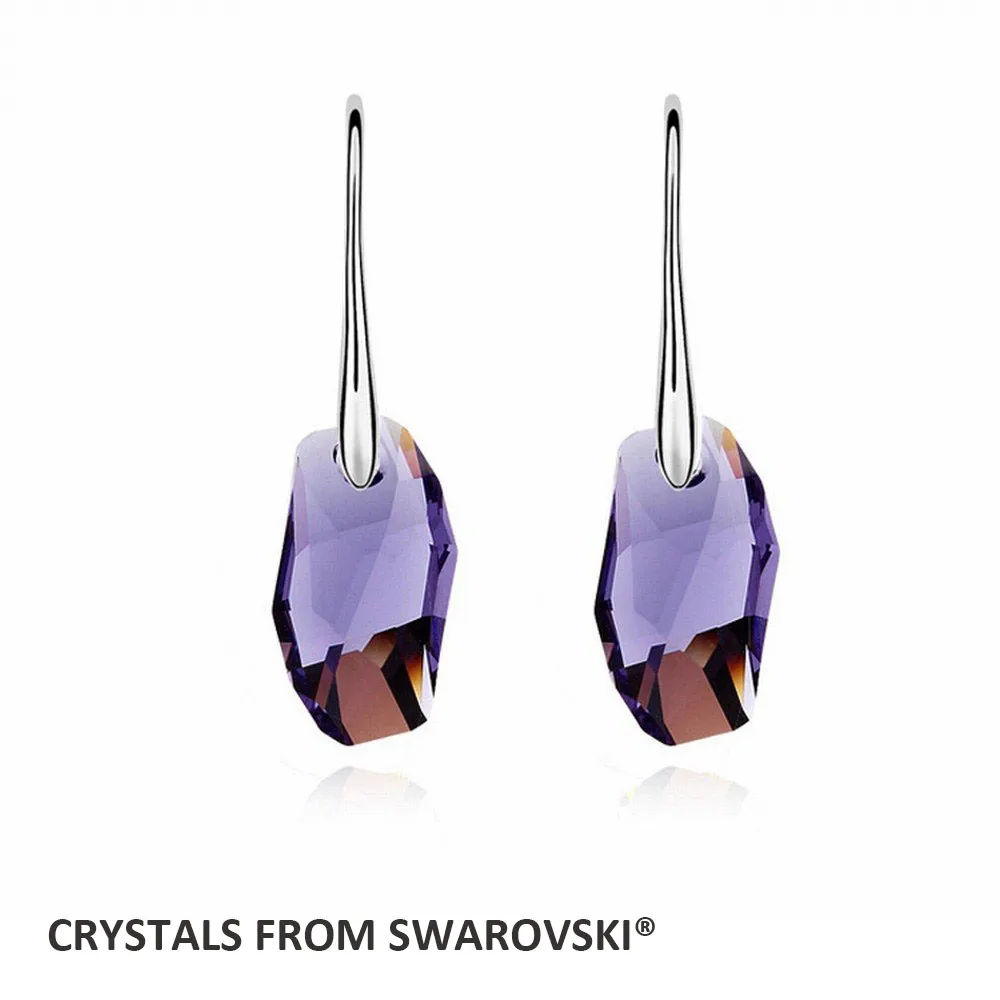 Подарок на день святого валентина Серьги из метеорного камня с кристаллами от Swarovski синий красный розовый AB GSHA тазанит цвета - Окраска металла: Tanzanite