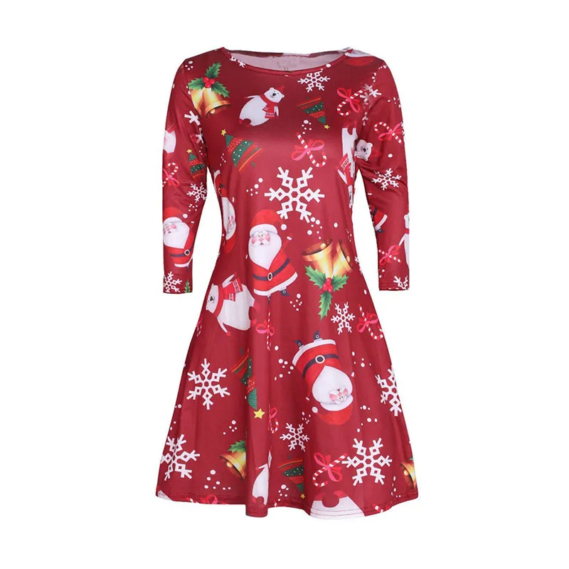 S-3XL Large Size Winter Women Dresses Casual Cute Printed Christmas Dress 2018 Party Short Plus Vestidos | Женская одежда