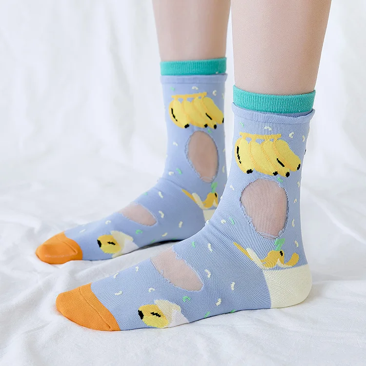 SP & CITY/японские прозрачные короткие носки с милыми мультяшными фруктами женские