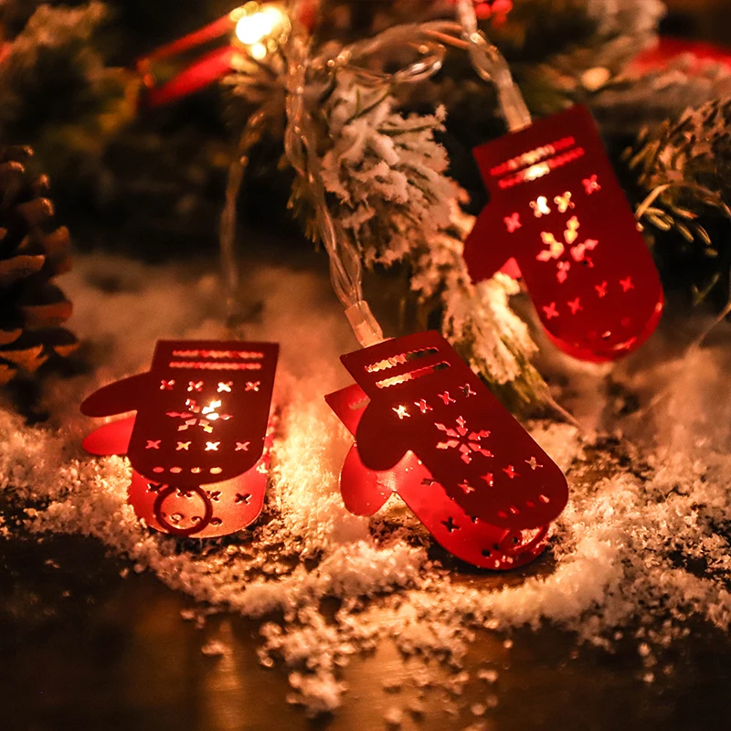 100 LED Metal Hollow White Red Christmas Gloves Festoon String Lights Outdoor Ball Garland Wedding Garden Party | Освещение