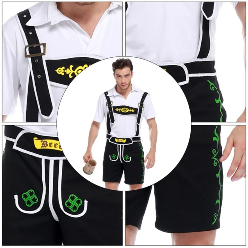 Пивной костюм мужской Октоберфест Костюм черный для взрослых сцены Lederhosen