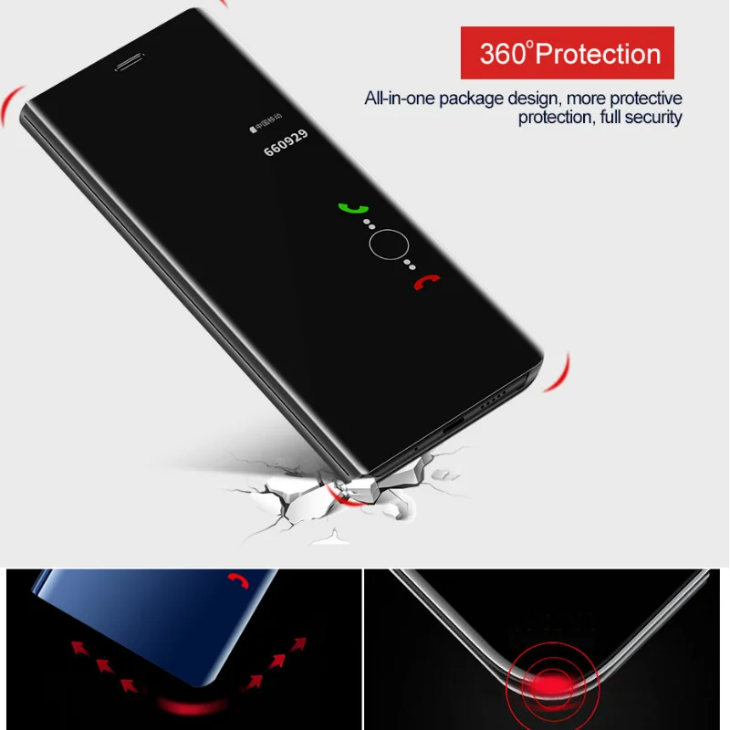 Зеркальный флип чехол для Huawei Y6 Y5 Y7 Prime 2018 Honor 20 Lite V20 8X 8C 10 9 lite Note 7A Y9 2019|Чехлы-книжки|