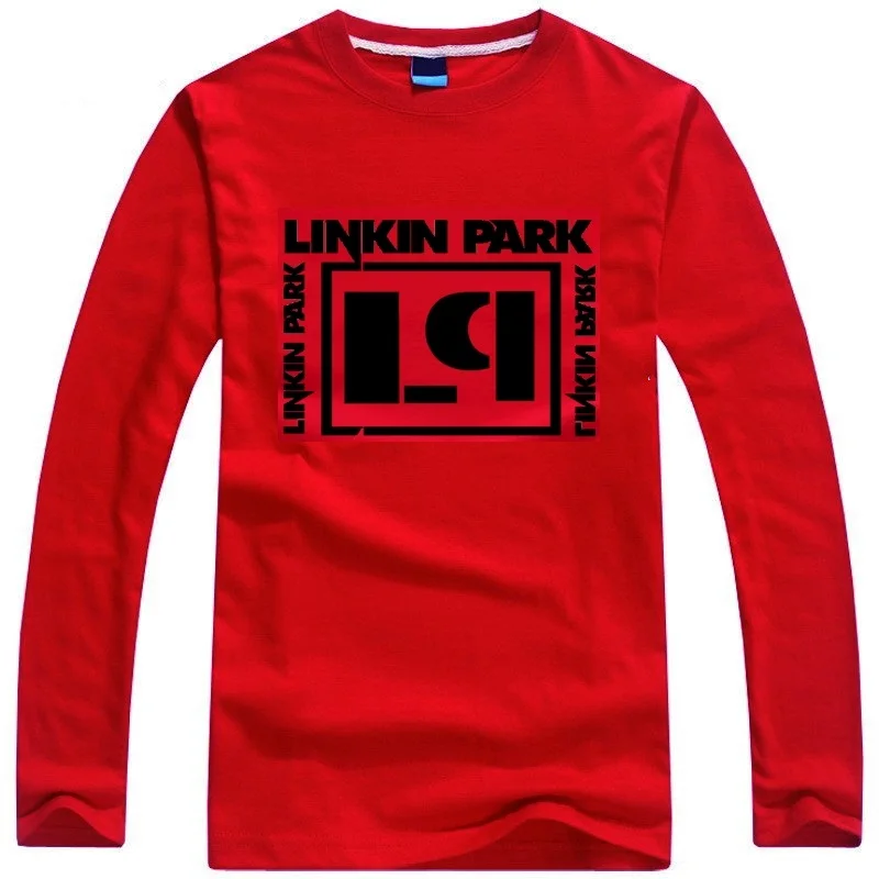 Природа хлопок Linkin Park письмо и LP логотип печатается футболка длинные рукава