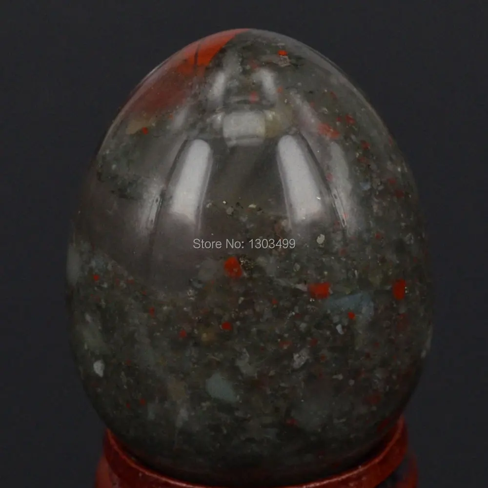 

34x44MM Natural Stone Bloodstone Sphere Egg Chakra Crystal Reiki Healing Carved Decorative Crafts W/Stand, Minerals
