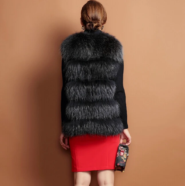 Женская зимняя куртка из натурального меха женский жилет енота Женский Длинный