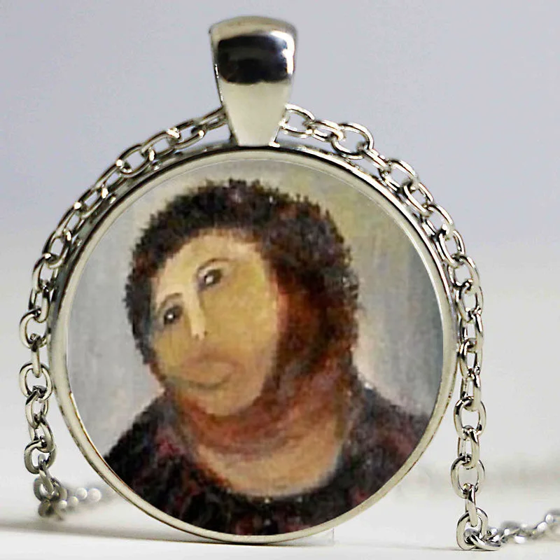 Кулон из стекла с кабошоном и изображением Иисуса|cabochon pendant|jesus face pendantface pendant |