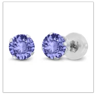 Серьги GemStoneKing из белого золота 14 к для женщин 2,00 Cttw 6 мм круглой огранки серьги-гвоздики с натуральным синим сапфиром