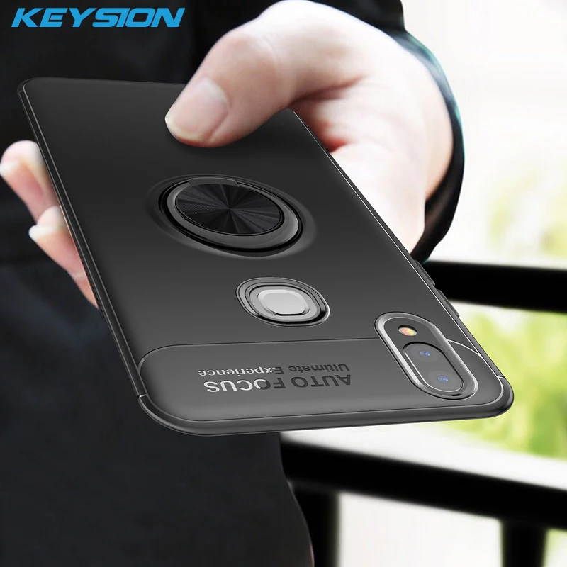 Магнитный чехол KEYSION для VIVO V9 мягкий силиконовый матовый с кольцом-держателем