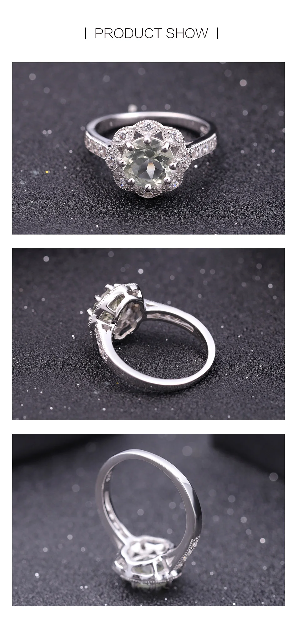 GEM'S BALLET 2.04Ct натуральное зеленое Помолвочное кольцо с аметистом, обручальное кольцо для женщин, серебряные кольца из натуральной 925 пробы, хорошее ювелирное изделие