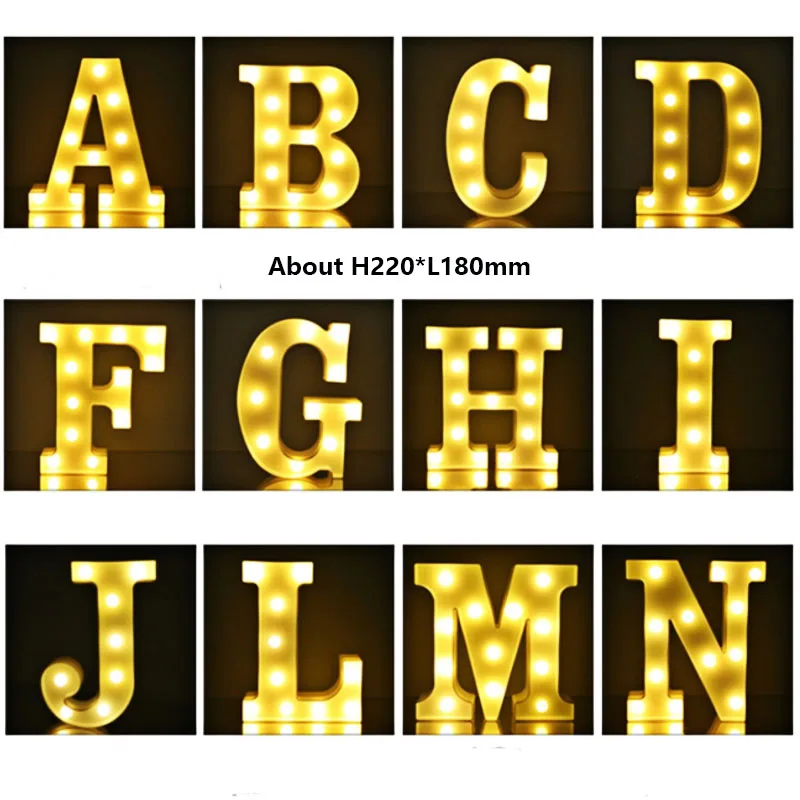 Светодиодный ночник с блестящими буквенными знаками знак Алфавит lettre lumineuse