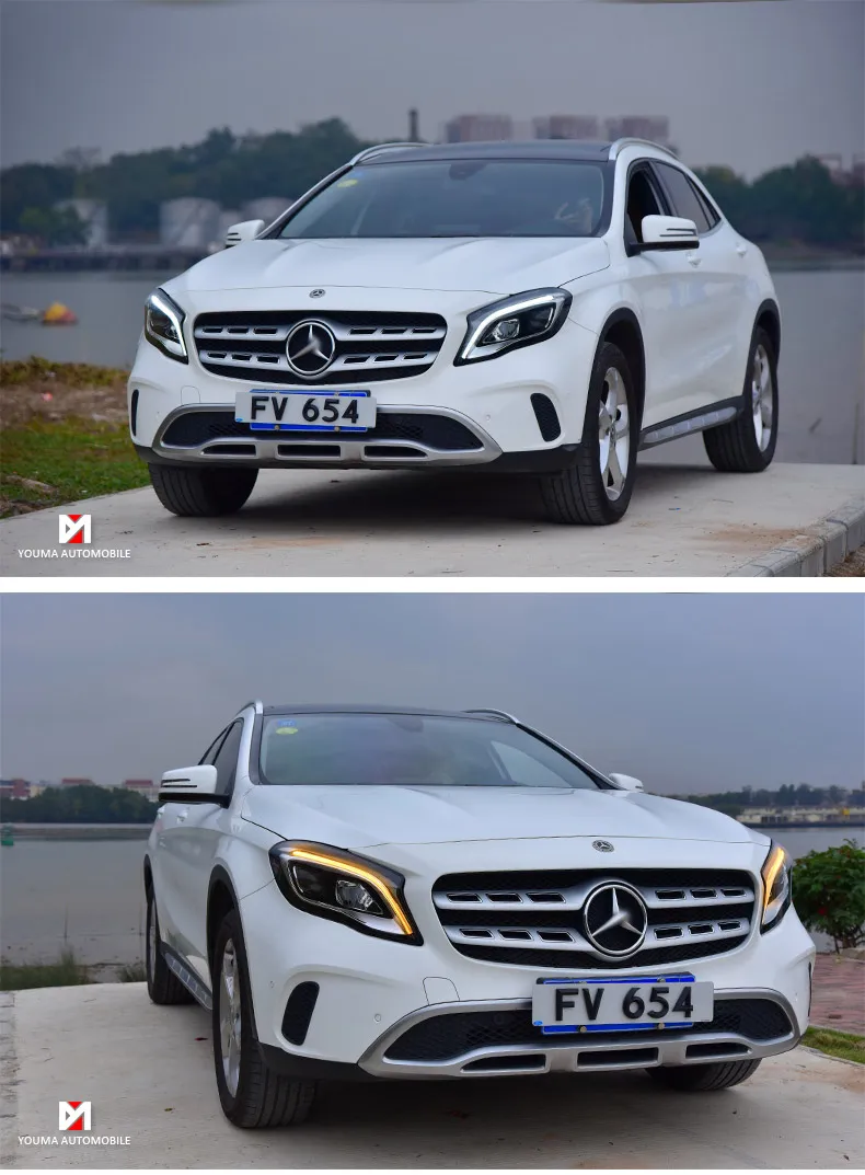 Автомобильный Стайлинг фара для Benz GLA 200 220 260 фары все светодиодный фары дневного света DRL Bi-светодиодный объектив