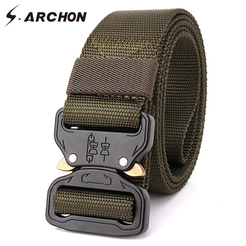 

S.ARCHON SWAT Police Thicken Tactical Nylon Belts Men Metal Buckle Survival Military Belt Man Molle Combat ArmyWaist Belt 3.8cm