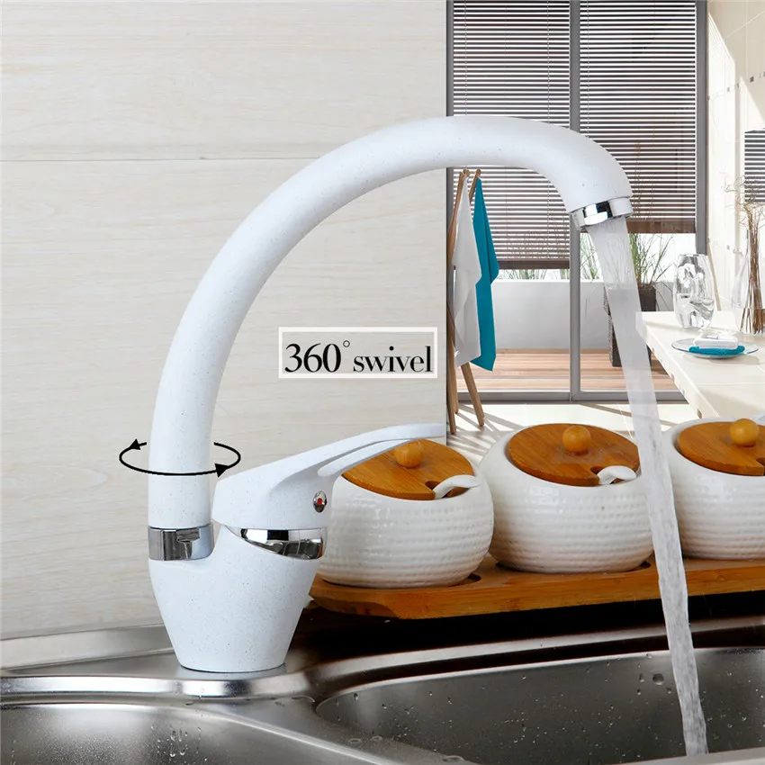 Кухонный Смеситель YANKSMART вращающийся три цвета: черный белый и хаки|kitchen faucet|colored