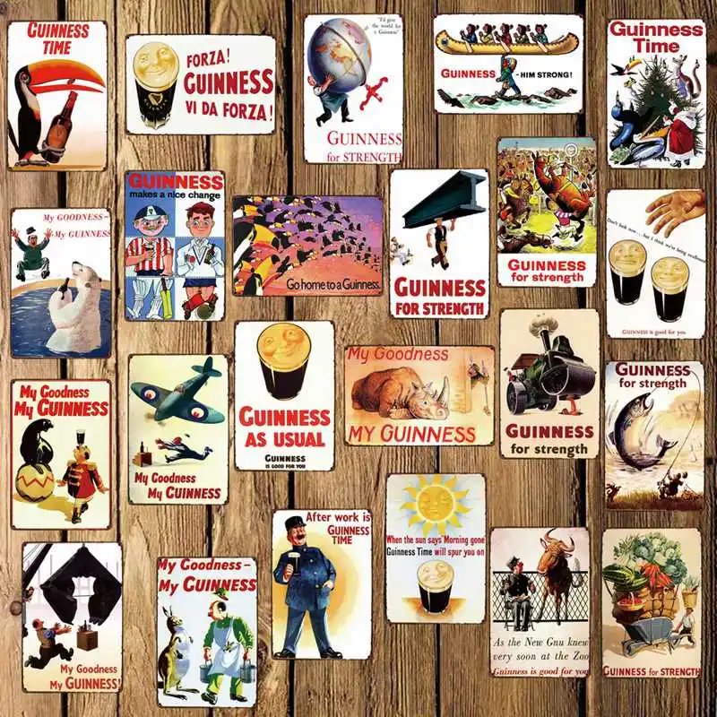 

[ WellCraft ] Guinness Fish Bird SUN Metal Signs Wall Poster Plaque Custom Painting Antique Gift Vintage bar Pub Decor LT-1697