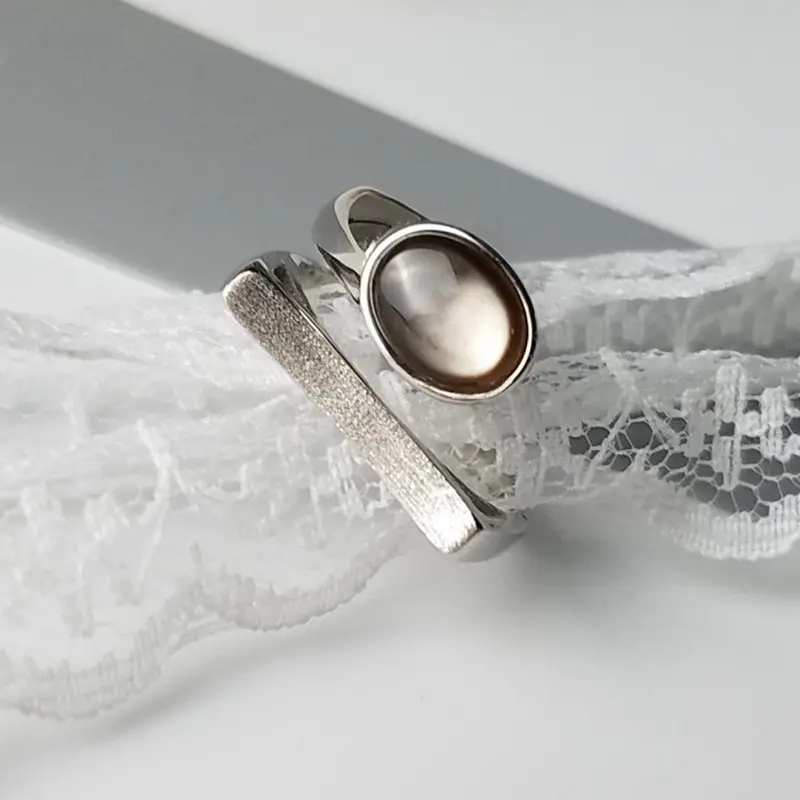 Натуральный черный перламутровый белый камень серебро 925 пробы кольца для женщин