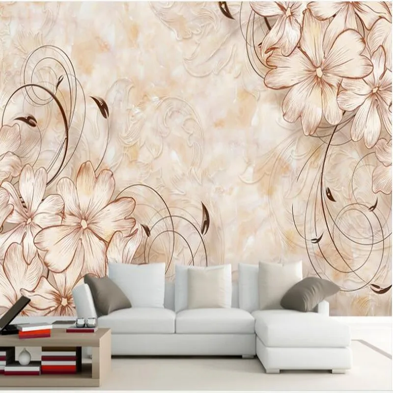 Пользовательские большие фрески Европейский бутик узор гостиная Мрамор ТВ фон