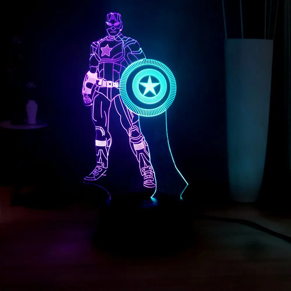 3D светодиодный ночник Marvel Captain America USB с сенсорным пультом дистанционного