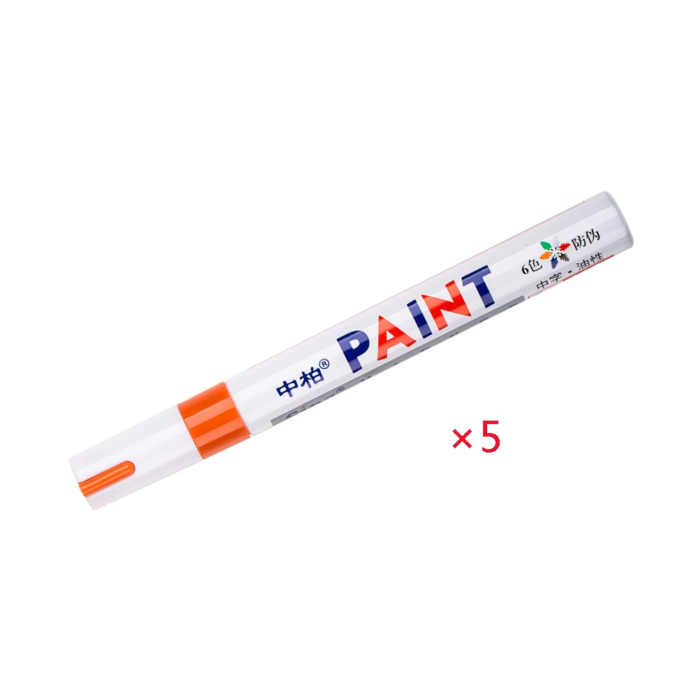 orange(5 Pcs) Перманентный маркер, 12 цветов, цветные водонепроницаемые масляные краски, ручки для карт, Ceremic Cup, сделай сам, резиновые шины, CD, металлические маркеры для краски - Цвет: orange(5 Pcs)
