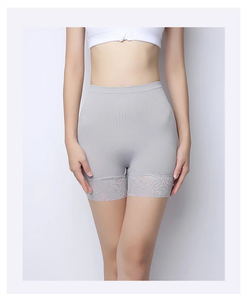 Ladies'safety pants плавно вылепить высокой талией кружевной край губы печати хлопок под брюки плоские углы бамбуковое волокно Воздухопроницаемый
