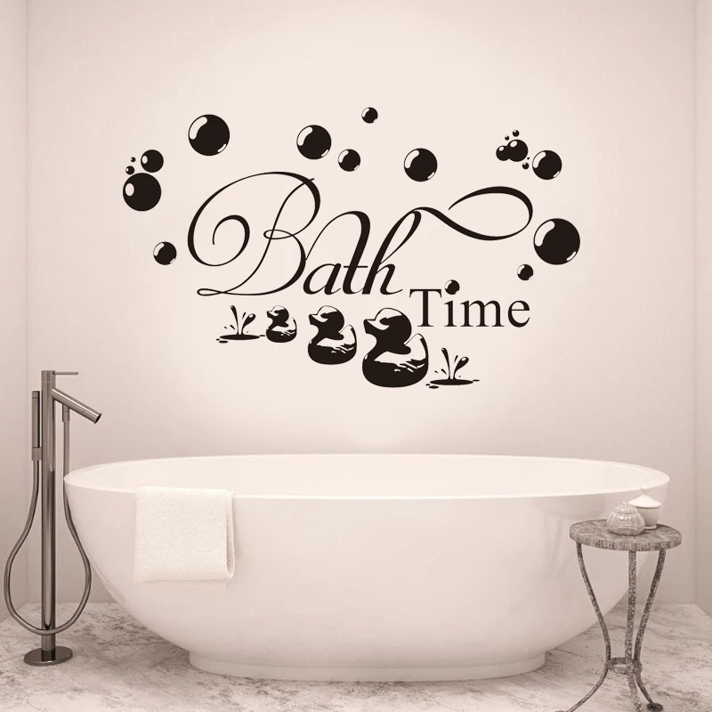 Время купания Wall Art цитатами съемные виниловые наклейки на стену утка пузырь