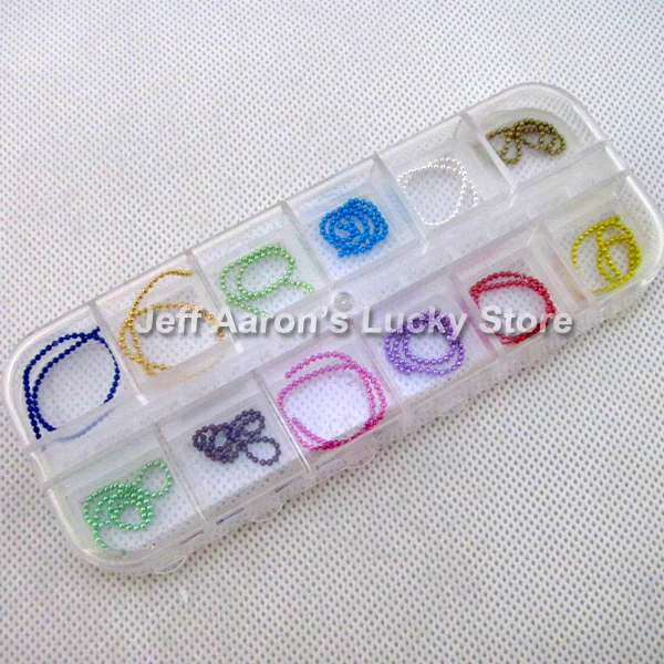 12 цветов 3d Акриловый Дизайн ногтей икра шарик бусины цепь Блеск металлические