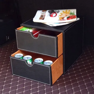 black 2 drawers Черная автомобильная сумка для хранения багажника, многофункциональная сумка для хранения ящика, чехол для багажника автомобиля, сумка-Органайзер, ящик для хранения инструментов, Аксессуары для мотоцикла - Название цвета: black 2 drawers
