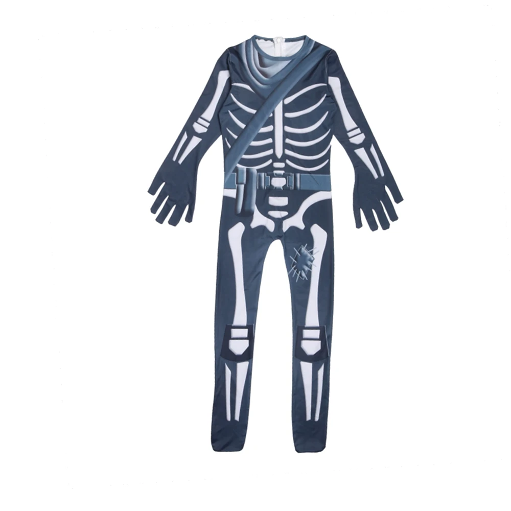 Skull Trooper Детский маскарадный костюм для мальчиков с черепом и Вороном; карнавальный костюм на Хэллоуин; Детский карнавальный костюм с королевским скелетом; От 4 до 18 лет - Цвет: Skull Trooper