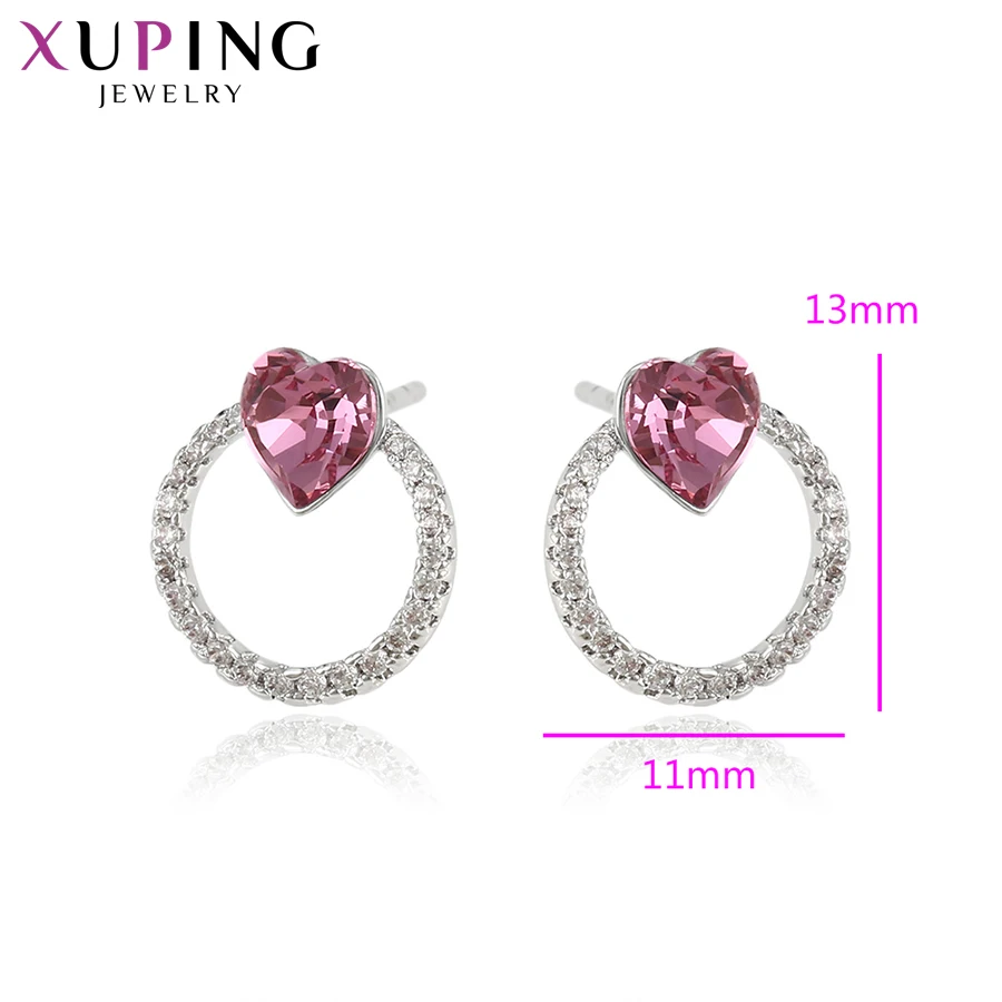 Xuping Новые Симпатичные серьги гвоздики в форме сердца кристаллы от Swarovski