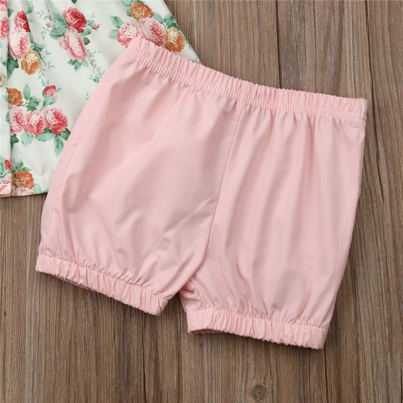 Красивая летняя одежда для маленьких девочек футболки с цветочным принтом и