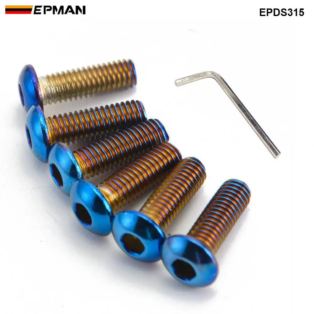 Domed Epman 6 шт. сгоревший титановый(neoхром) m5x20 Комплект болтов для рулевого колеса в основном для рулевого колеса EPDS314 EPDS315 - Цвет: Domed