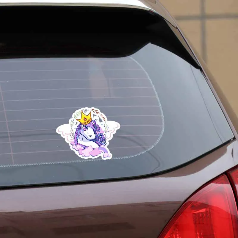 

YJZT 16CM*13.2CM Colored Animal Cute Horse Head Car Sticker PVC Decal 5-0788