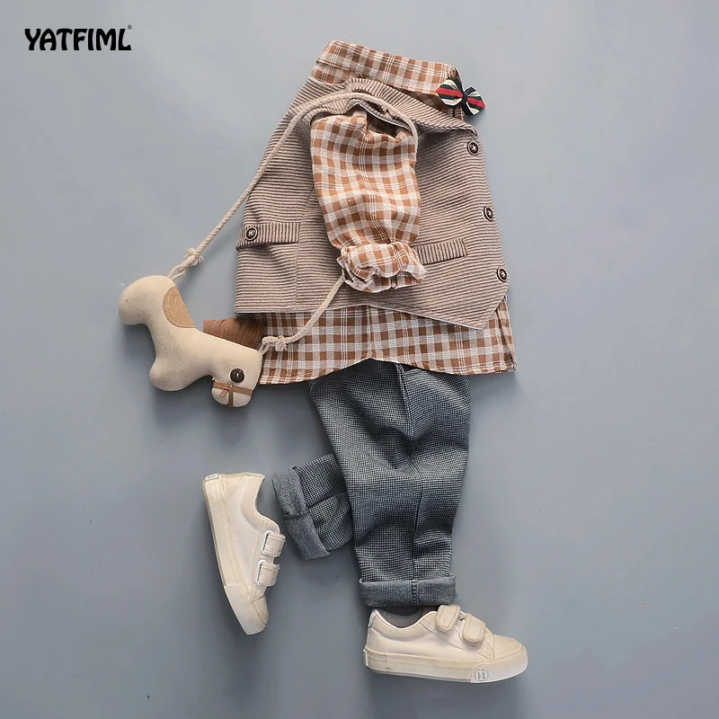 YATFIML/модные детские блейзеры для маленьких мальчиков; костюм для мальчиков на свадьбу, выпускной, торжественное платье в клетку; свадебные костюмы для мальчиков; подарок на день рождения