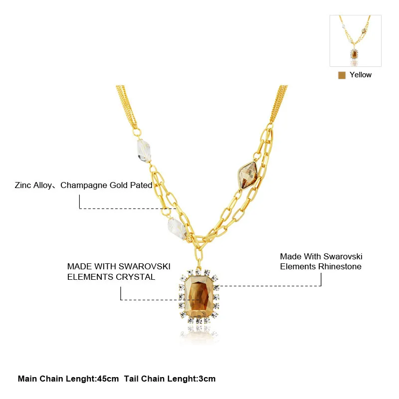 Neoglory новые Стразы светильник желтого золота цвет ожерелья и подвески ювелирные