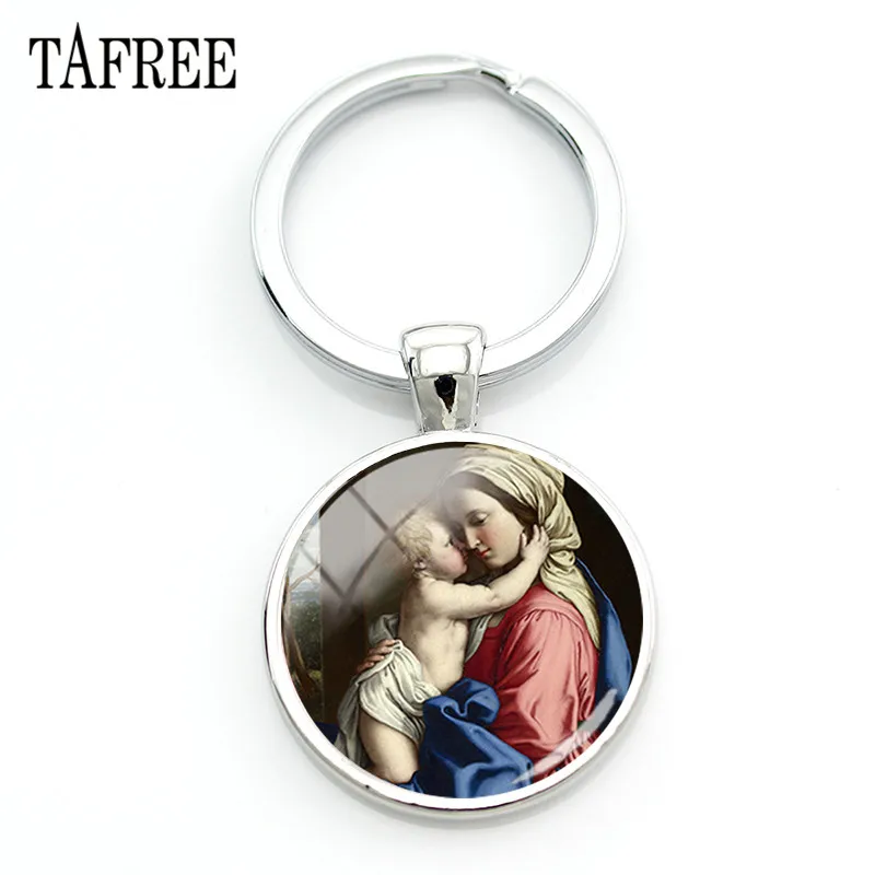 TAFREE винтажная Дева Мария детей христианский брелок Классический масляная