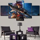 Картины на холсте, настенные картины, домашние декоративные модульные плакаты из 5 предметов с рисунком Aloy Horizon Zero Dawn HD