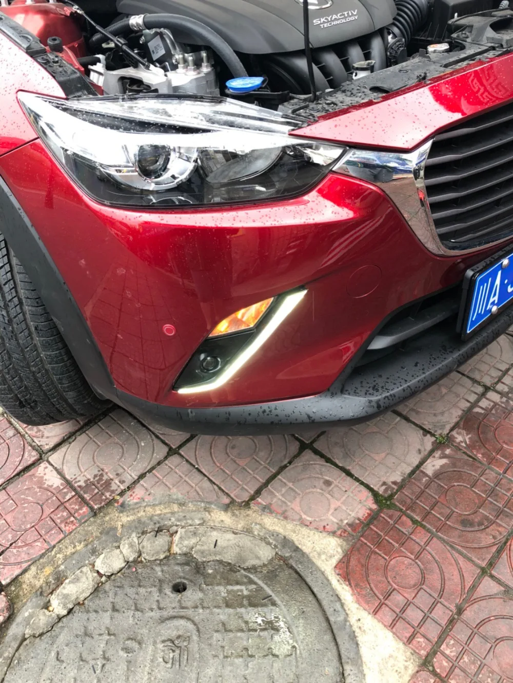 LYQ включения желтых Функция Водонепроницаемый 12 v светодиодный DRL Габаритные огни с отверстием для противотуманной лампы для Mazda CX-3 CX3