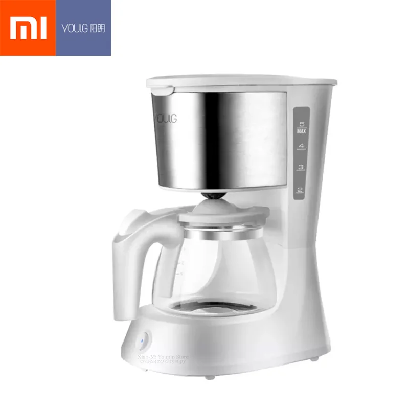 Xiaomi Young coffee Machine 220V кофеварка эспрессо со стеклянным чайником объемом 652 мл фильтр для порошка для кофе противокапельный изоляционный чайник