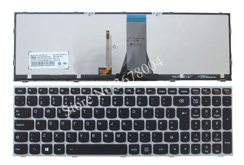 Для LENOVO Z50-70 Z50-70A Z50-75 Z50-80E Z51-70 Z51-70A Клавиатура ноутбука Великобритании QWERTY клавиатура с подсветкой 11S25215251 5N20H03442 25215251