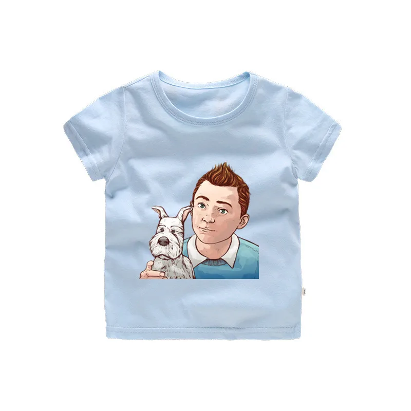 От 2 до 12 лет Детская футболка TinTin летние топы с рисунком для маленьких девочек