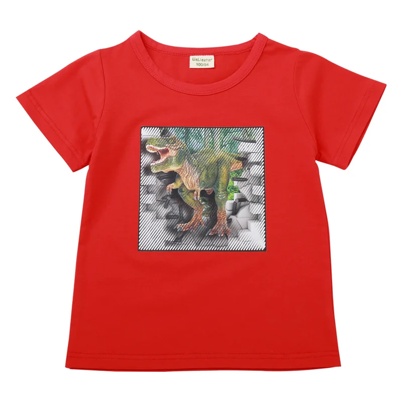 

Children's new 2019 new cartoon dinosaur summer children's short-sleeved T-shirt, children's wear girls tops