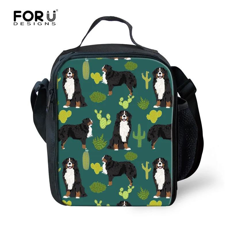 FORUDESIGNS Family Insulated Lunch Bag Thermal Bernese Mountain Dog Tote Bags Picnic Food Lunch box bag for Kids Women Man